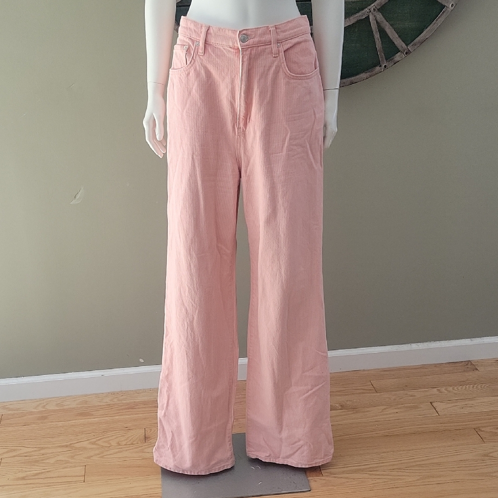 Free People We The Free Striped Wide Leg Denim